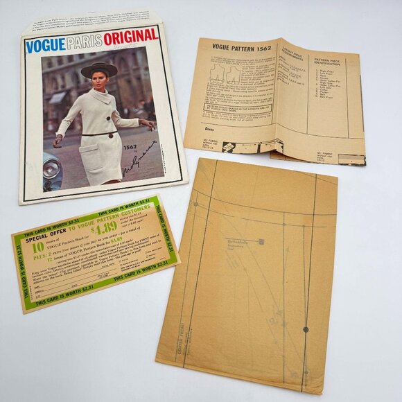 Vogue Paris Original w/Label 1960s Side Wrapped MOLYNEUX Dress Sewing Pattern 15 - Picture 3 of 9